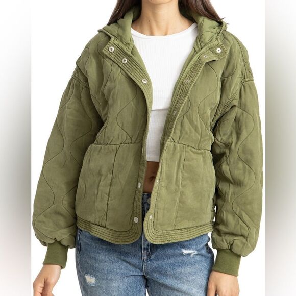 BLANKNYC Green Quilted Hooded Women's Jacket - Picture 1 of 8
